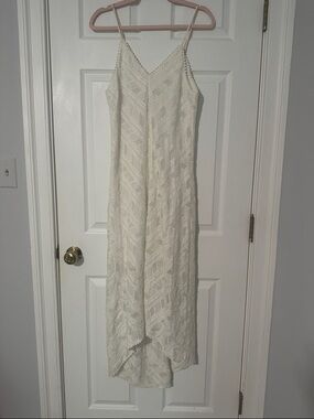 Amanda Uprichard Cream Lace High-Low Slip Dress